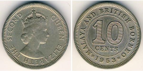 10 Cent Federación Malaya (1948 - 1963) Níquel/Cobre Isabel II (1926-2022)