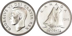 10 Cent Canadá Plata Jorge VI (1895-1952)