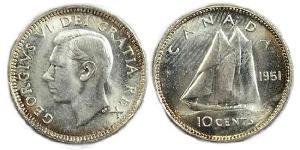 10 Cent Canadá Plata Jorge VI (1895-1952)