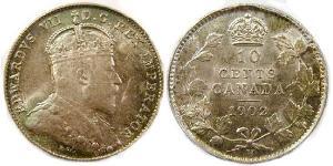 10 Cent Canadá Plata Eduardo VII (1841-1910)