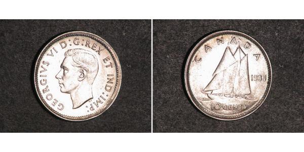 10 Cent Canadá Plata Jorge VI (1895-1952)