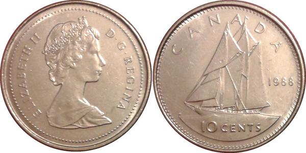 10 Cent Canadá Plata Isabel II (1926-2022)