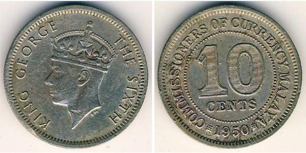 10 Cent Federación Malaya (1948 - 1963) Plata Jorge VI (1895-1952)