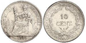 10 Cent Indochina francesa (1887-1954) Plata 