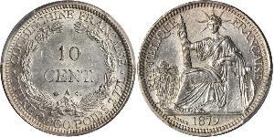 10 Cent Indochina francesa (1887-1954) Plata 