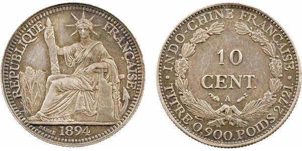 10 Cent Indochina francesa (1887-1954) Plata 