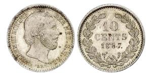 10 Cent Reino de los Países Bajos (1815 - ) Plata Guillermo III de los Países Bajos