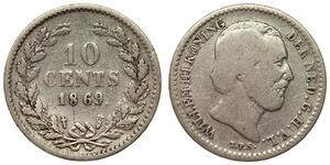 10 Cent Reino de los Países Bajos (1815 - ) Plata Guillermo III de los Países Bajos