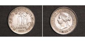 10 Cent Sri Lanka Plata Victoria (1819 - 1901)