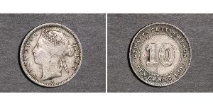 10 Cent Straits Settlements (1826 - 1946) Plata Victoria (1819 - 1901)