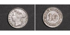 10 Cent Straits Settlements (1826 - 1946) Plata Victoria (1819 - 1901)