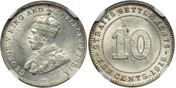 10 Cent Straits Settlements (1826 - 1946) Plata Jorge V (1865-1936)