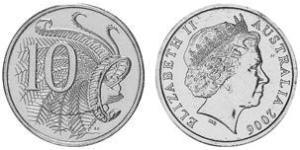 10 Cent Australia (1939 - ) Rame/Nichel Elisabetta II (1926-2022)