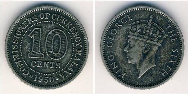 10 Cent Föderation Malaya (1948 - 1963) Silber Georg VI (1895-1952)