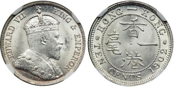 10 Cent Hongkong Silber Eduard VII (1841-1910)