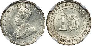 10 Cent Straits Settlements (1826 - 1946) Silber George V (1865-1936)