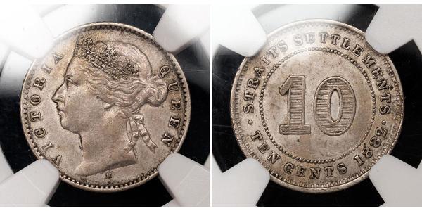 10 Cent Straits Settlements (1826 - 1946) Silber Victoria (1819 - 1901)