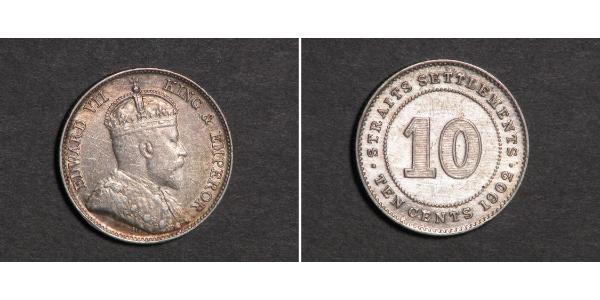 10 Cent Straits Settlements (1826 - 1946) Silber Eduard VII (1841-1910)
