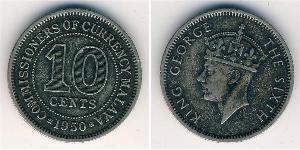 10 Cent Federation of Malaya (1948 - 1963) Silver George VI (1895-1952)