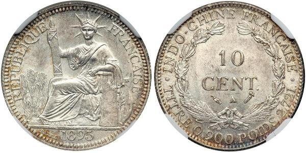 10 Cent French Indochina (1887-1954) Silver 