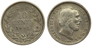 10 Cent Kingdom of the Netherlands (1815 - ) Silver William III of the Netherlands