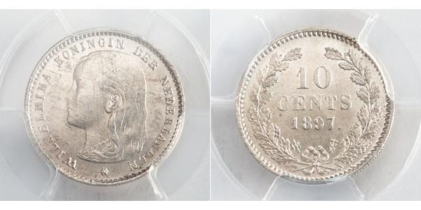 10 Cent Kingdom of the Netherlands (1815 - ) Silver Wilhelmina of the Netherlands (1880 - 1962)