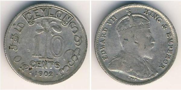 10 Cent Sri Lanka/Ceylon Silver 