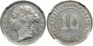 10 Cent Straits Settlements (1826 - 1946) Silver Victoria (1819 - 1901)