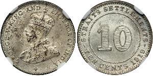 10 Cent Straits Settlements (1826 - 1946) Silver George V of the United Kingdom (1865-1936)