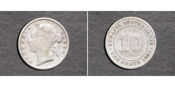 10 Cent Straits Settlements (1826 - 1946) Silver Victoria (1819 - 1901)