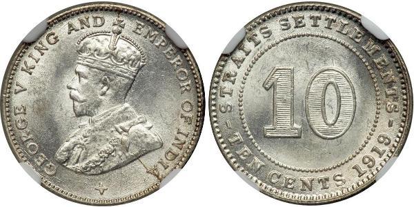 10 Cent Straits Settlements (1826 - 1946) Silver George V of the United Kingdom (1865-1936)
