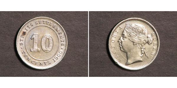 10 Cent Straits Settlements (1826 - 1946) Silver Victoria (1819 - 1901)