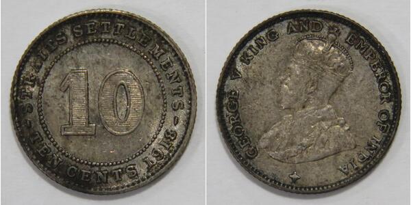 10 Cent Straits Settlements (1826 - 1946) Silver George V of the United Kingdom (1865-1936)