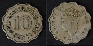 10 Cent Mauritius  George VI (1895-1952)
