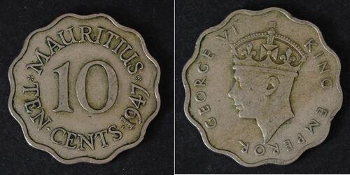 10 Cent Mauritius  George VI (1895-1952)