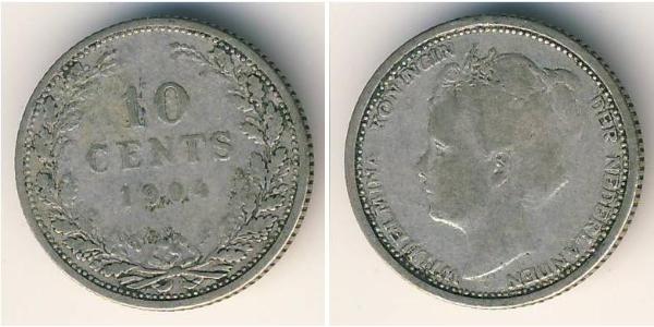 10 Cent Regno dei Paesi Bassi (1815 - )  Guglielmina dei Paesi Bassi(1880 - 1962)