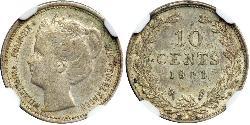 10 Cent Reino de los Países Bajos (1815 - )  Guillermina de los Países Bajos(1880 - 1962)