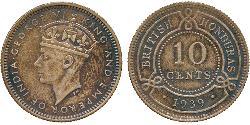 10 Cent British Honduras (1862-1981) 銀 乔治六世 (1895-1952)