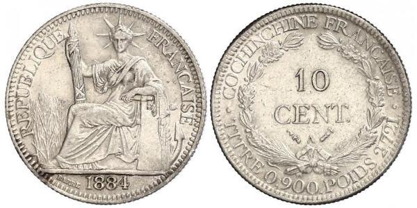 10 Cent French Indochina (1887-1954) 銀 