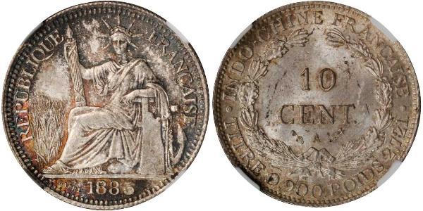 10 Cent French Indochina (1887-1954) 銀 