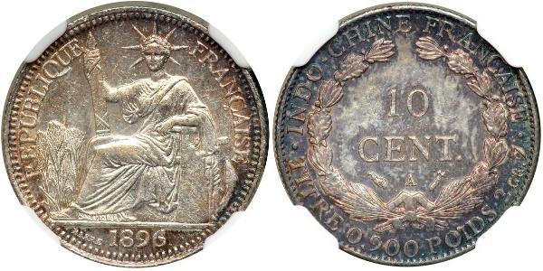 10 Cent French Indochina (1887-1954) 銀 