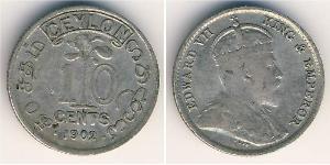 10 Cent Sri Lanka/Ceylon 銀 
