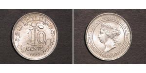 10 Cent Sri Lanka/Ceylon 銀 维多利亚 (英国君主)