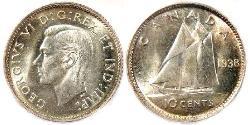 10 Cent 加拿大 銀 乔治六世 (1895-1952)