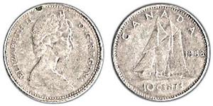 10 Cent 加拿大 銀 伊丽莎白二世 (1926-2022)