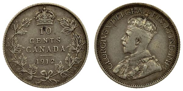 10 Cent 加拿大 銀 乔治五世  (1865-1936)