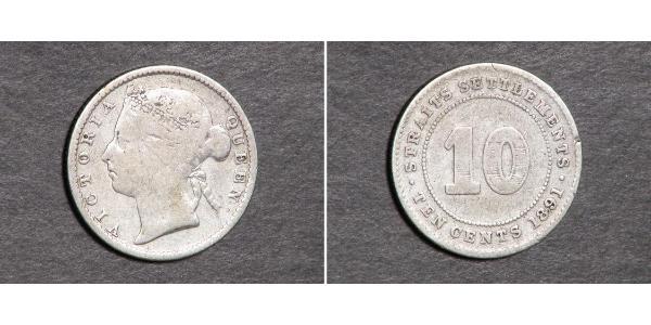 10 Cent 海峡殖民地 銀 维多利亚 (英国君主)