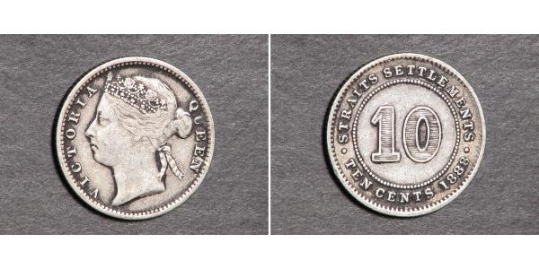 10 Cent 海峡殖民地 銀 维多利亚 (英国君主)