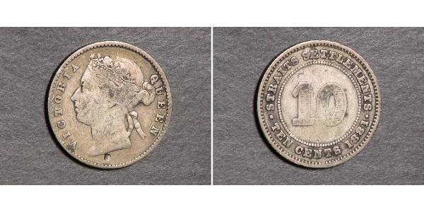 10 Cent 海峡殖民地 銀 维多利亚 (英国君主)