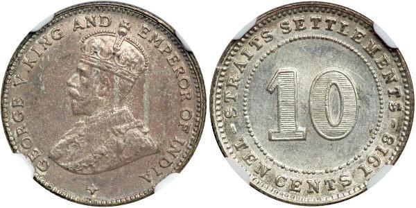 10 Cent 海峡殖民地 銀 乔治五世  (1865-1936)